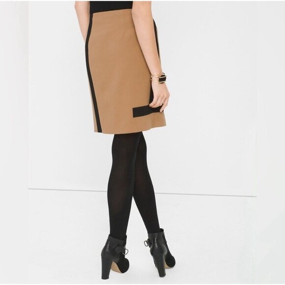 White House Black Market Skirt Women’s 8 Tan & Black Color Block $88 Career - Picture 16 of 16